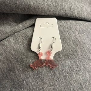 🛍️BUNDLE 3 for $17 PINK DINOSAUR cute earrings kawaii food animal